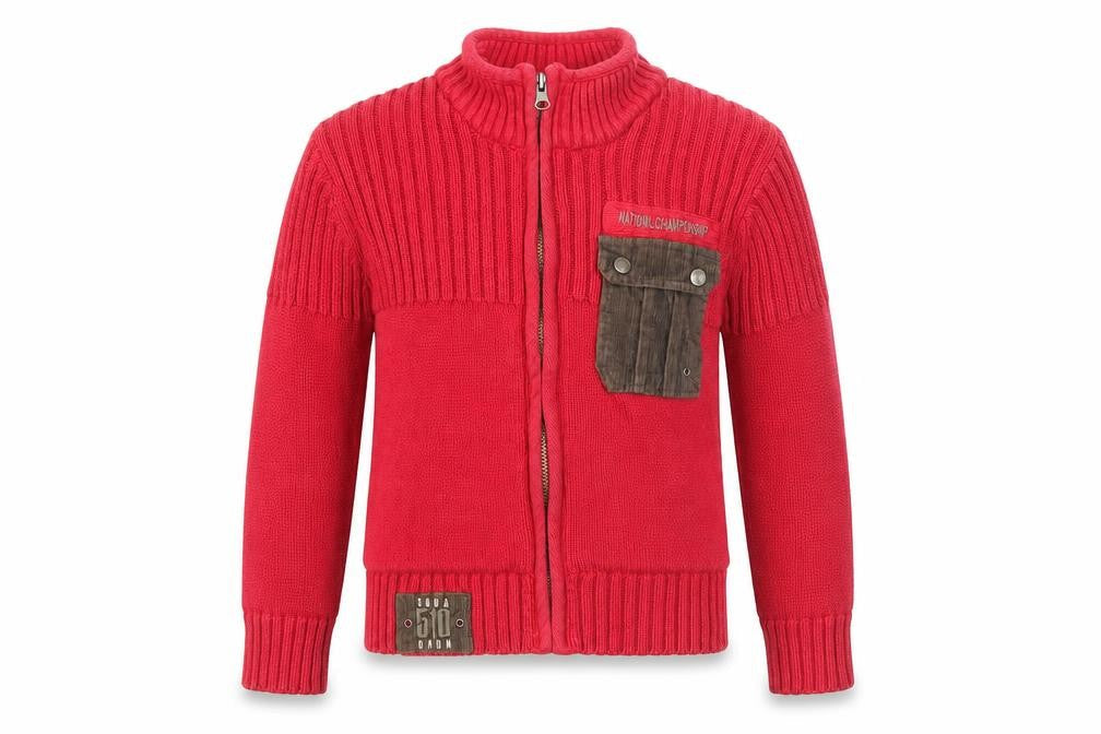 MC Baby Boys Red V-Neck Cotton Full Zip Jumper Size 6 Years Zip
