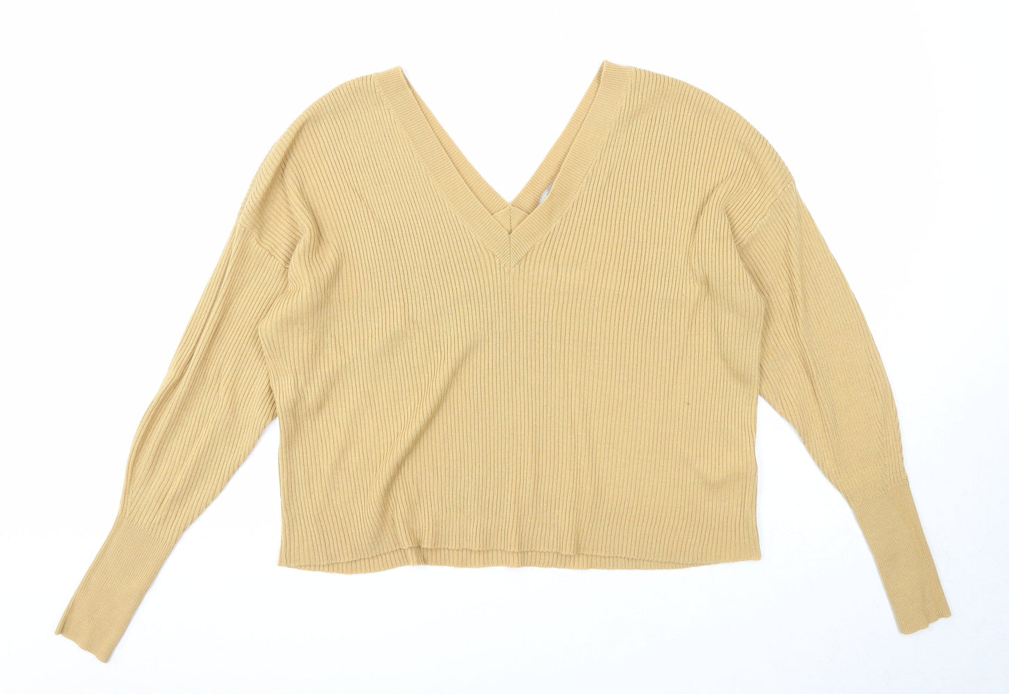 ASOS Womens Beige V-Neck Acrylic Pullover Jumper Size 10