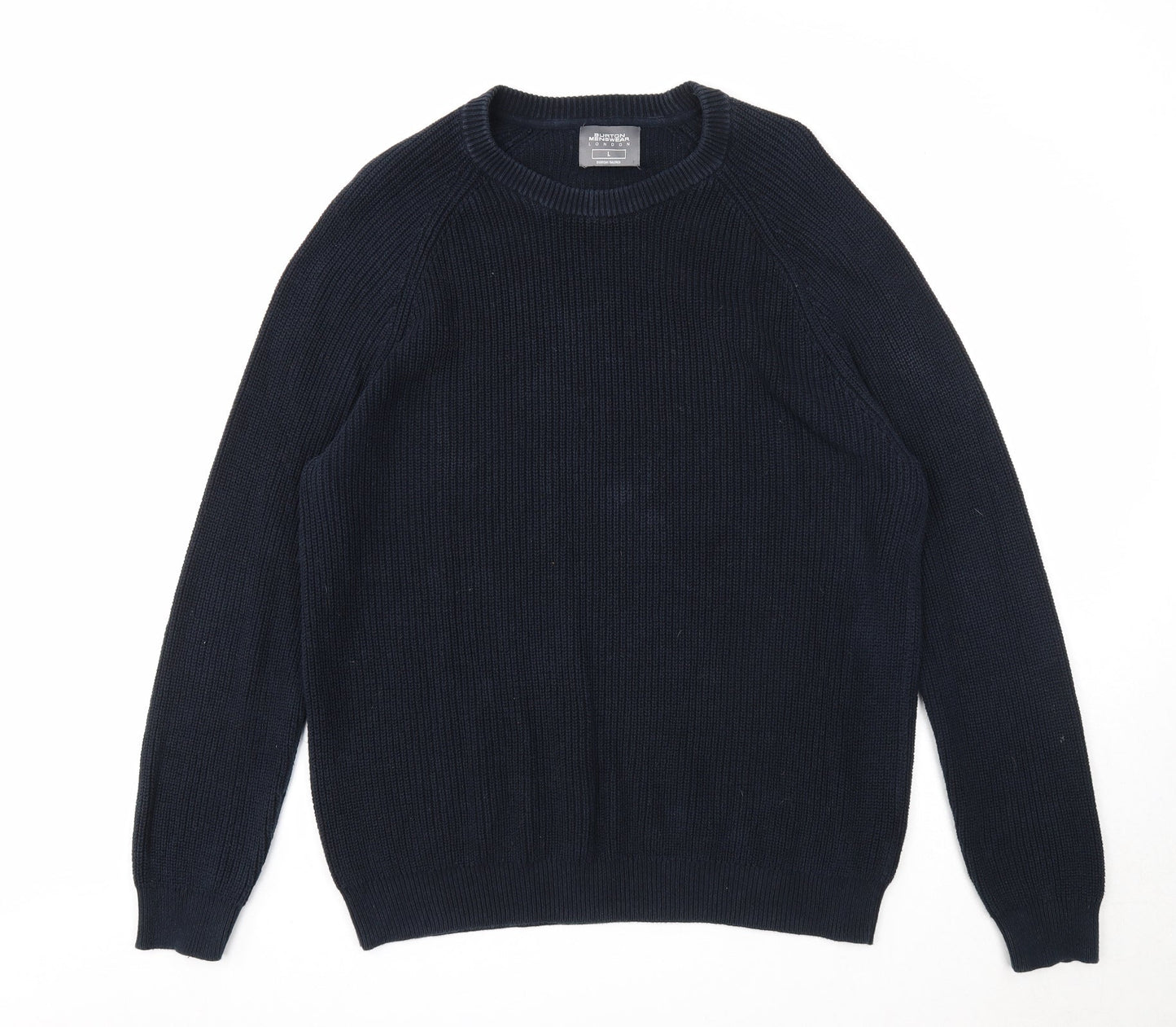 Burton Mens Blue Round Neck Cotton Pullover Jumper Size L Long Sleeve