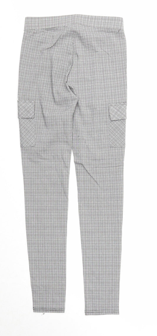 Cherry Koko Womens Grey Plaid Cotton Carrot Leggings Size S Regular - Cargo Pockets