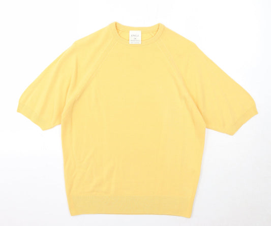 Jonelle Womens Yellow Round Neck Acrylic Pullover Jumper Size 14