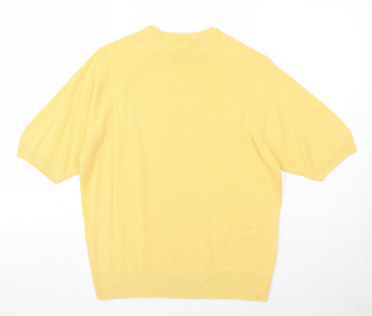 Jonelle Womens Yellow Round Neck Acrylic Pullover Jumper Size 14