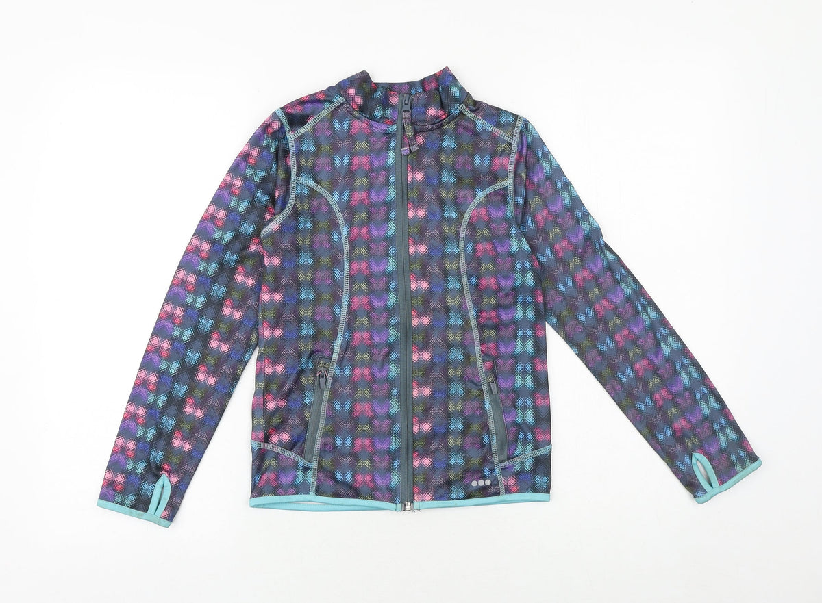 John Lewis Girls Multicoloured Geometric Jacket Size 10 Years Zip
