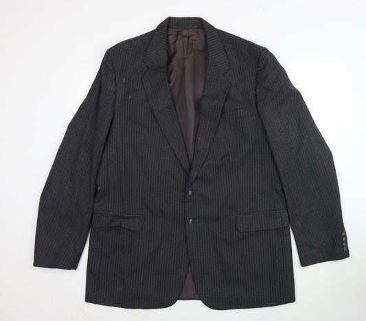 Marks and Spencer Mens Grey Striped Polyester Jacket Suit Jacket Size 46 Regular