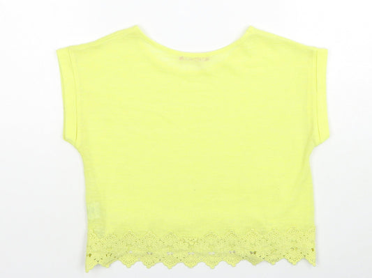 Young Dimension Girls Yellow Polyester Basic T-Shirt Size 10-11 Years Round Neck Pullover