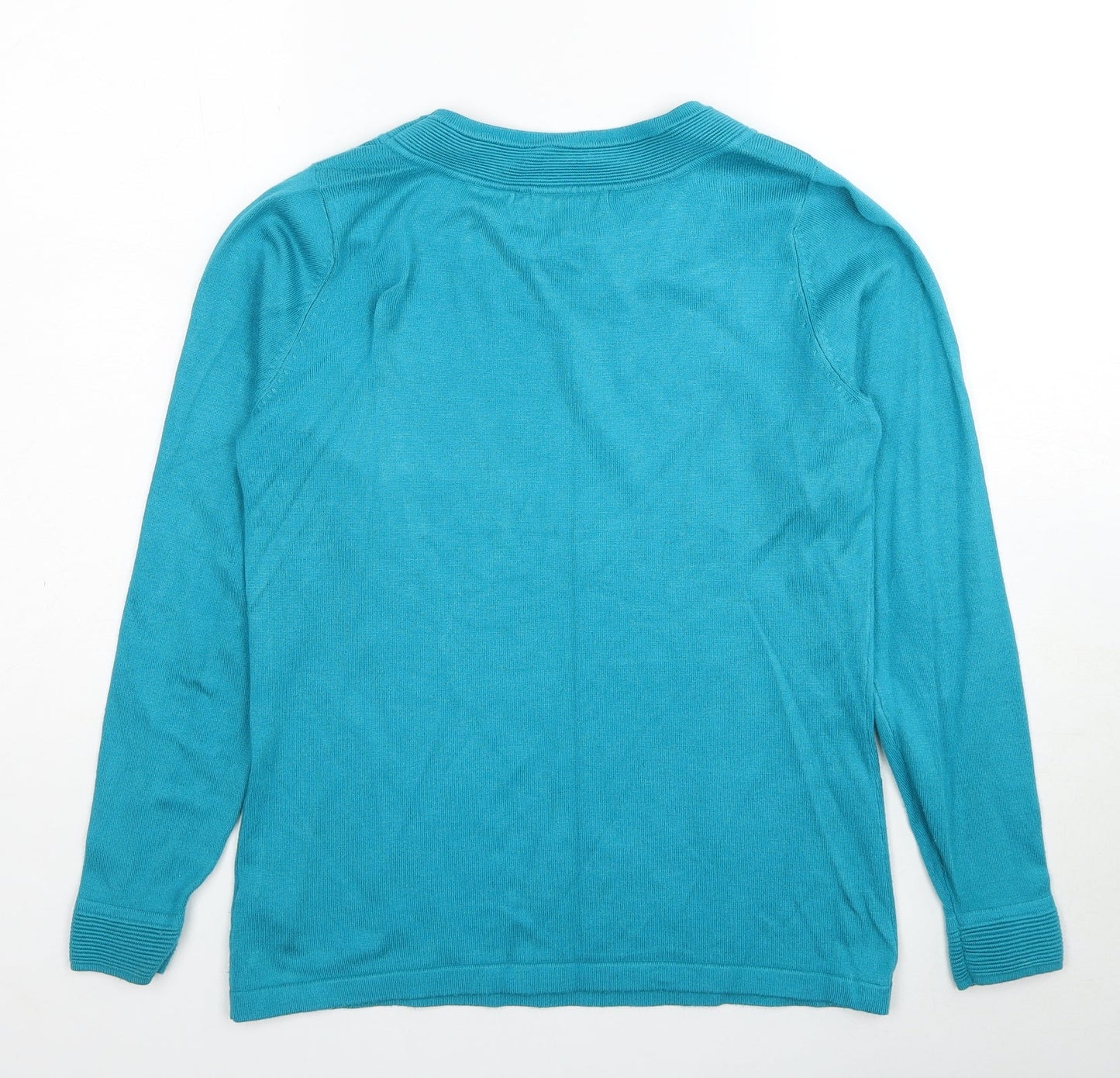 Bonmarché Womens Blue Round Neck Viscose Pullover Jumper Size S