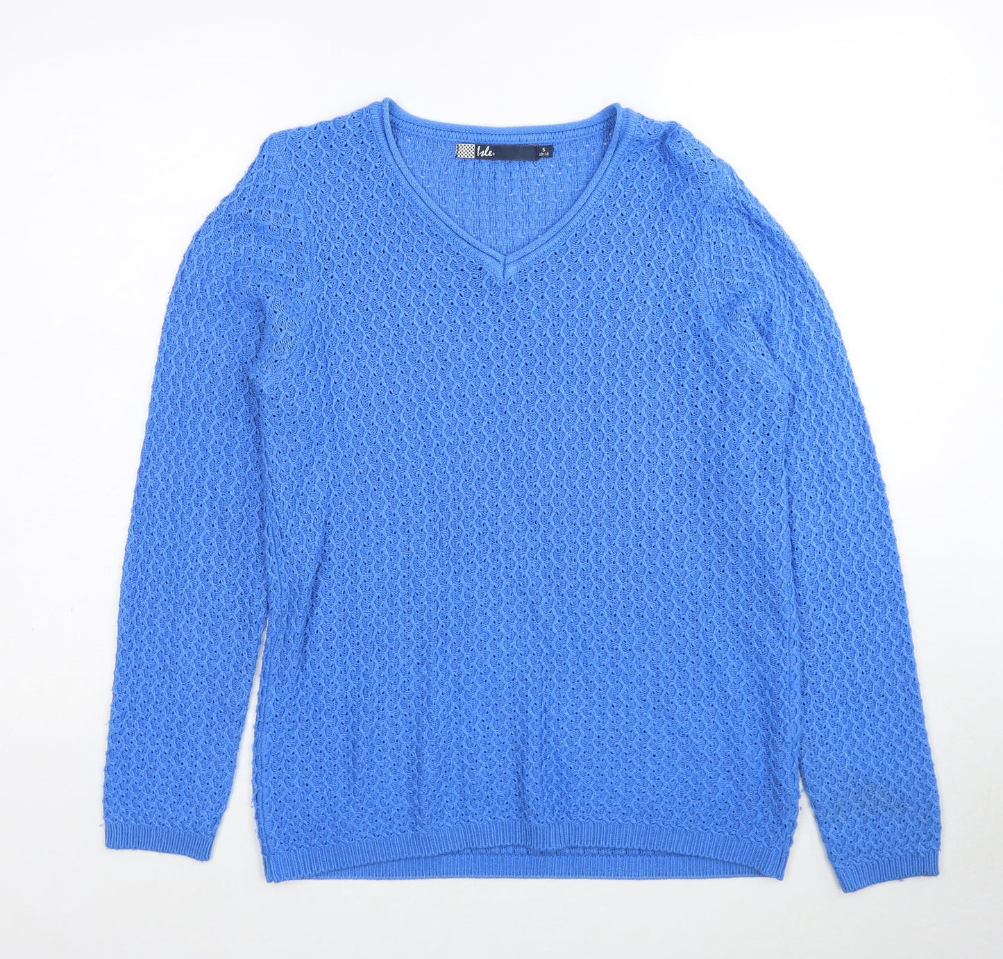 EWM Womens Blue V-Neck Acrylic Pullover Jumper Size 10 - Size 10-12