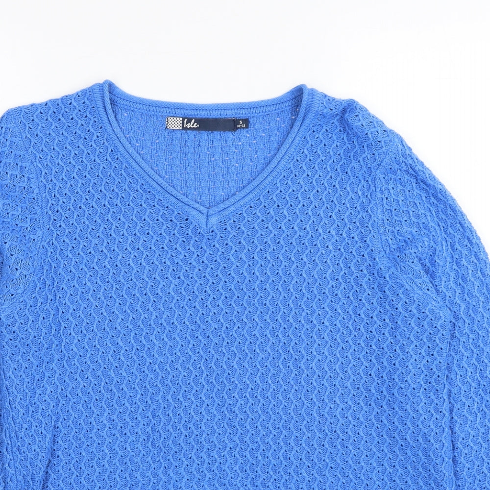 EWM Womens Blue V-Neck Acrylic Pullover Jumper Size 10 - Size 10-12