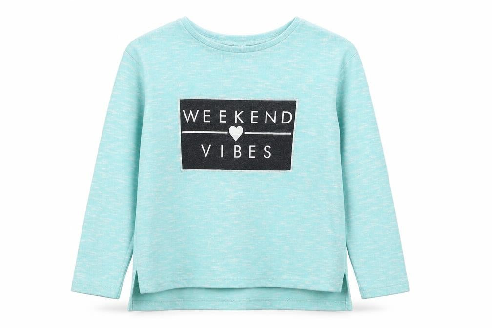 Young Dimension Girls Blue Round Neck Geometric Polyester Pullover Jumper Size 7-8 Years Pullover - Weekend Vibes