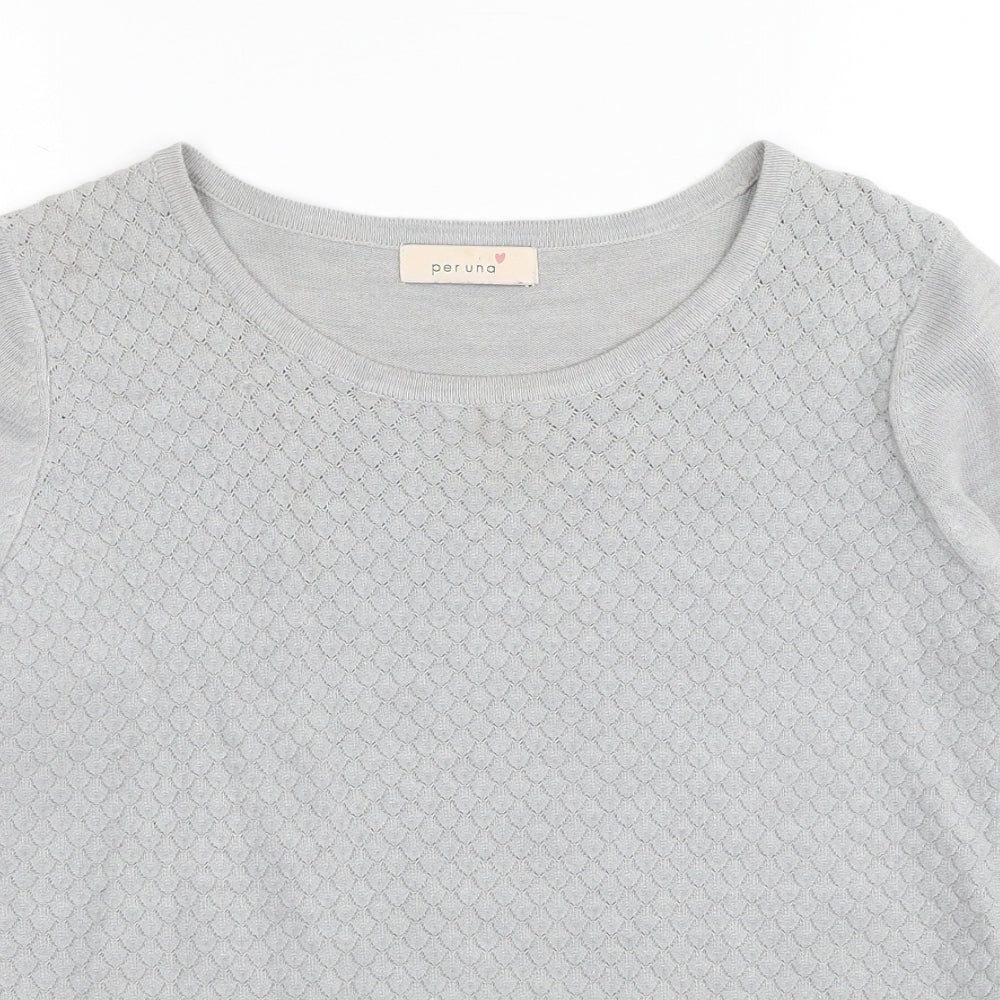 Marks and Spencer Womens Grey Round Neck Acrylic Pullover Jumper Size 14