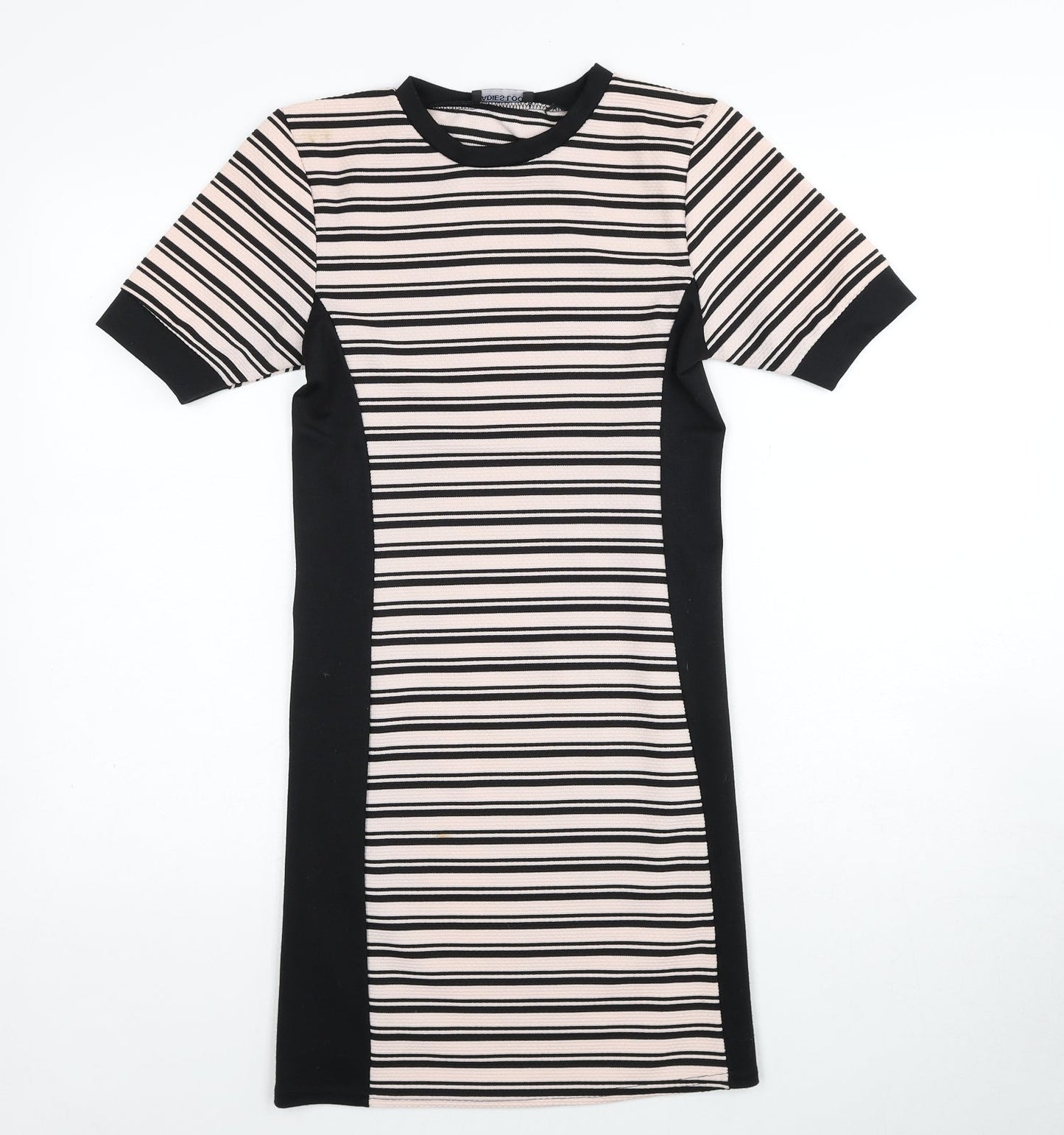 Ladies Look Womens Pink Striped Polyester A-Line Size S Round Neck Pullover