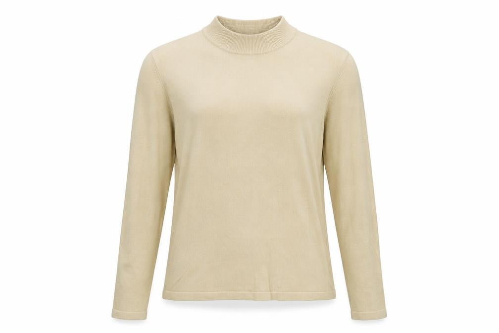 Marks and Spencer Womens Beige Mock Neck Acrylic Pullover Jumper Size 12