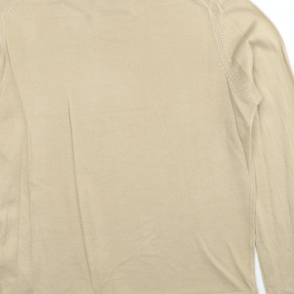 Marks and Spencer Womens Beige Mock Neck Acrylic Pullover Jumper Size 12