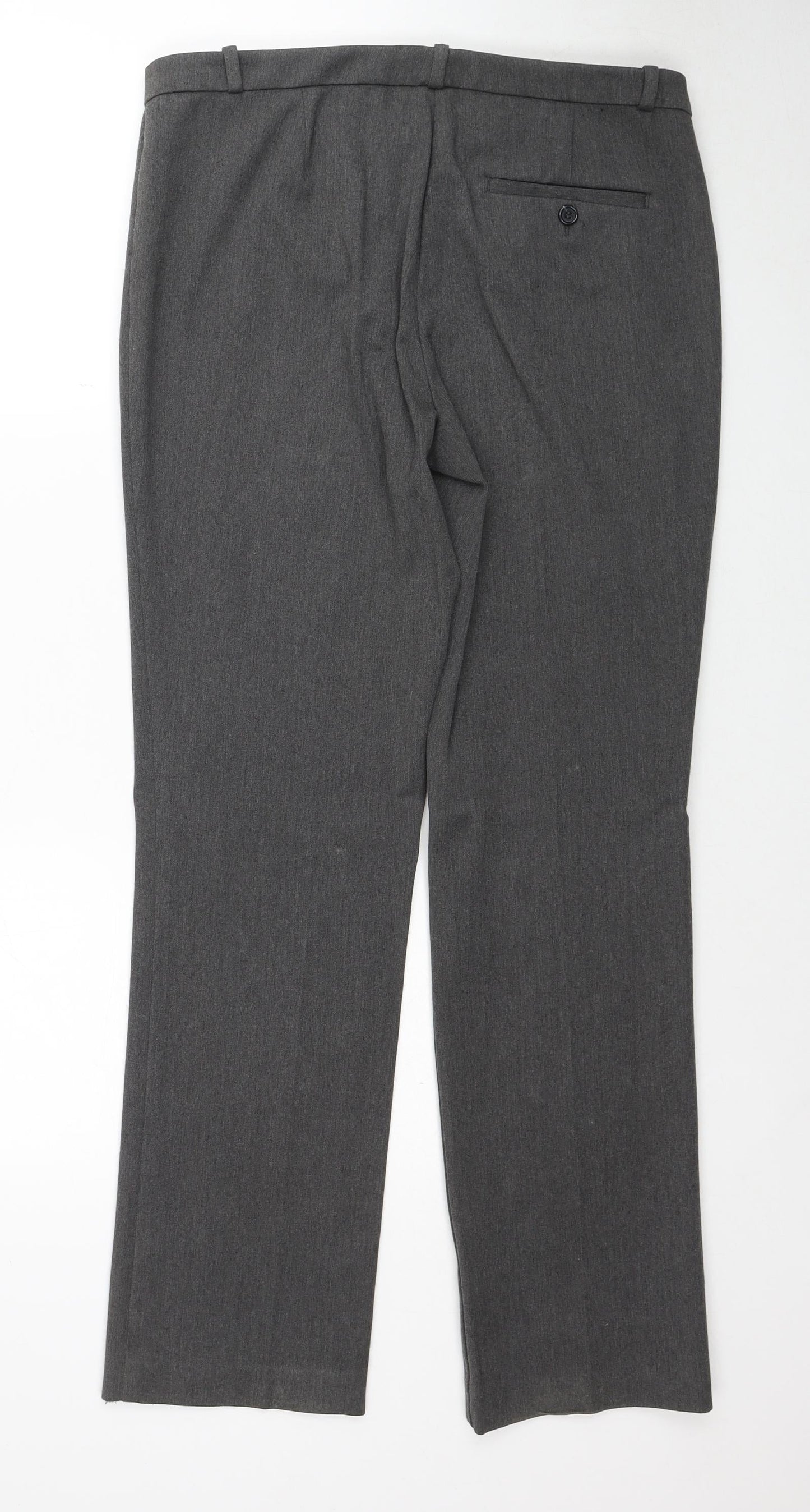 Marks and Spencer Womens Grey Polyester Trousers Size 12 Regular Zip