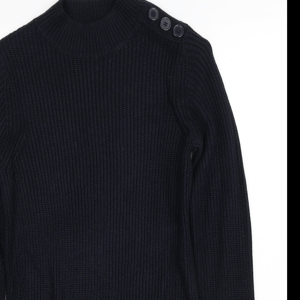 Dorothy Perkins Womens Black Mock Neck Acrylic Pullover Jumper Size 8
