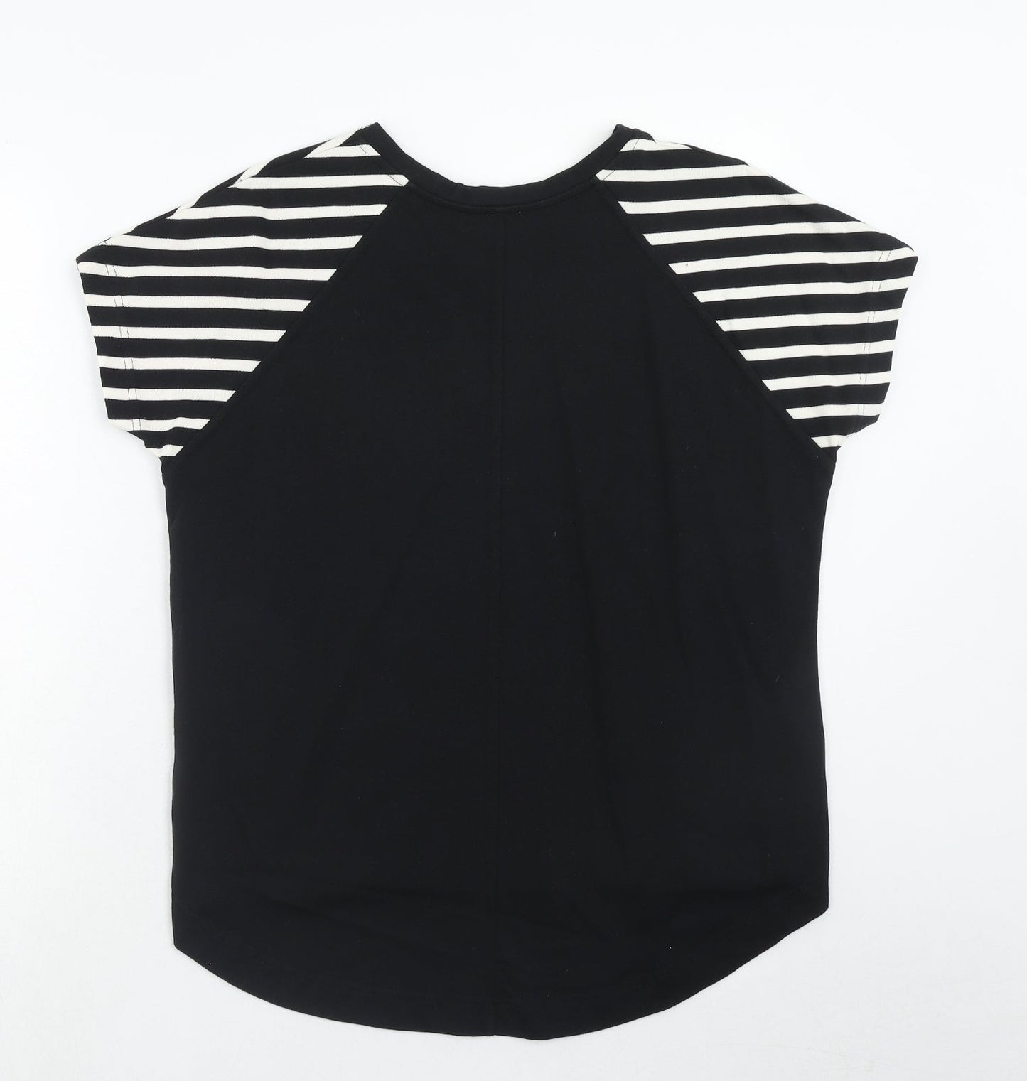 Kinn Womens Black Striped Cotton Basic Blouse Size XS Round Neck