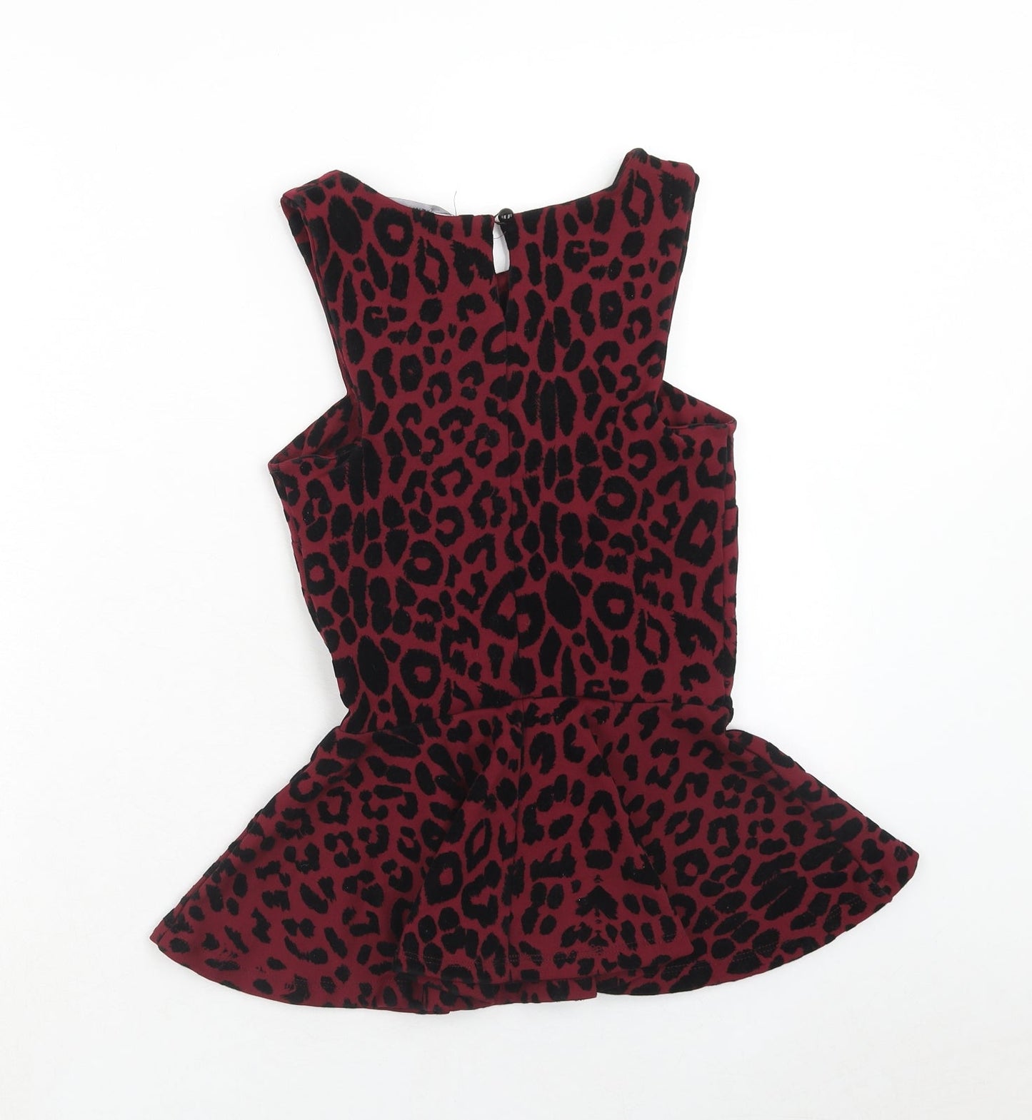 New Look Womens Purple Animal Print Polyester Basic Tank Size 6 Round Neck - Leopard Print