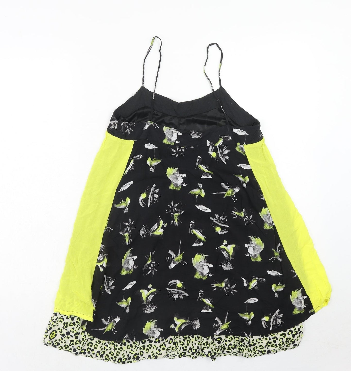 Zara Womens Green Geometric Polyester Basic Tank Size M V-Neck - Birds Print