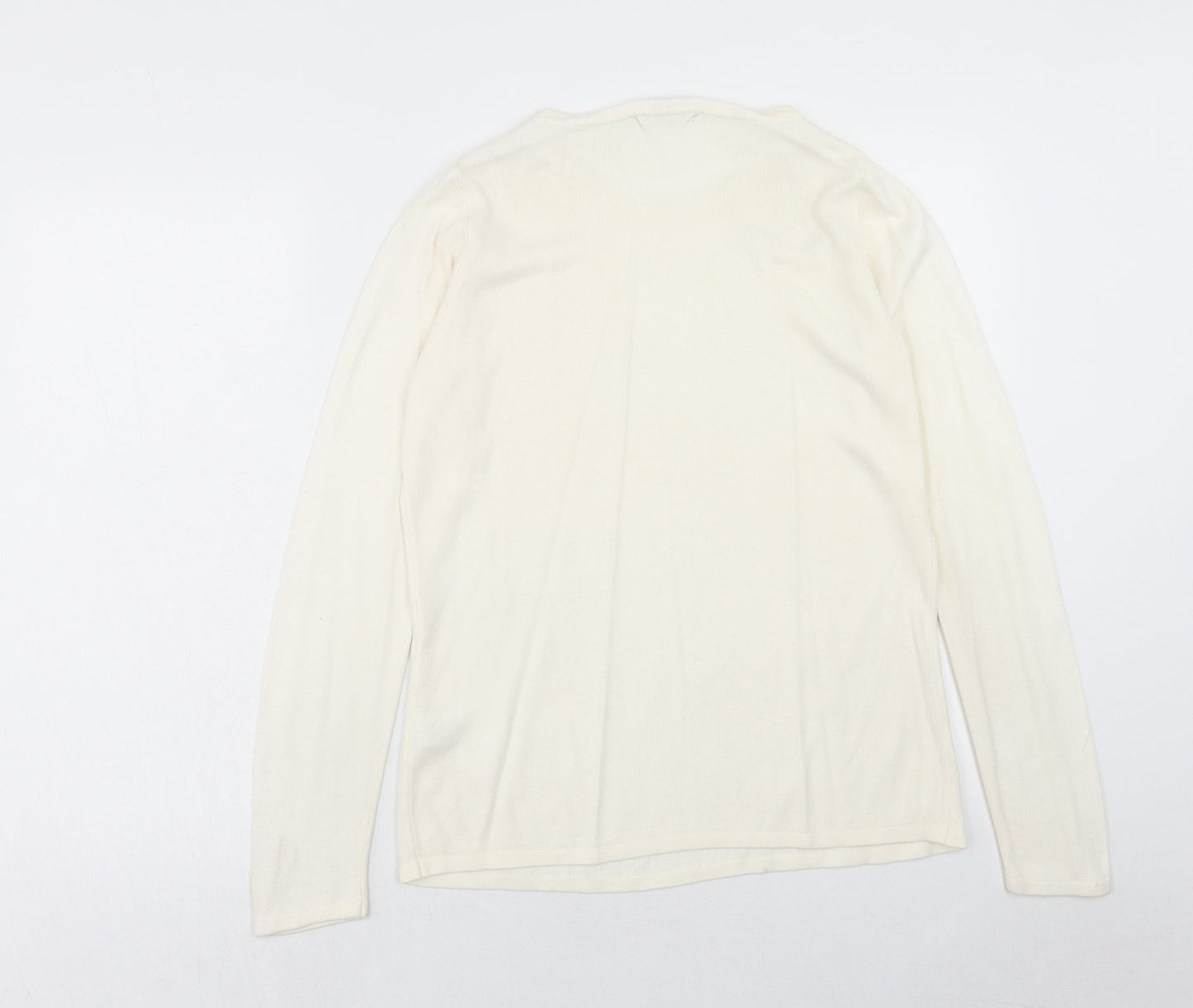 Bonmarché Womens Ivory Round Neck Acrylic Pullover Jumper Size S