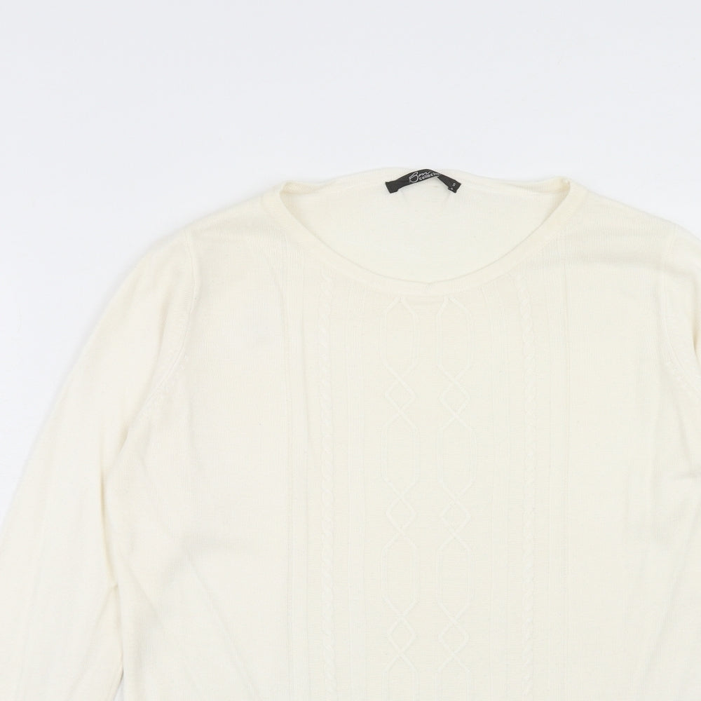 Bonmarché Womens Ivory Round Neck Acrylic Pullover Jumper Size S