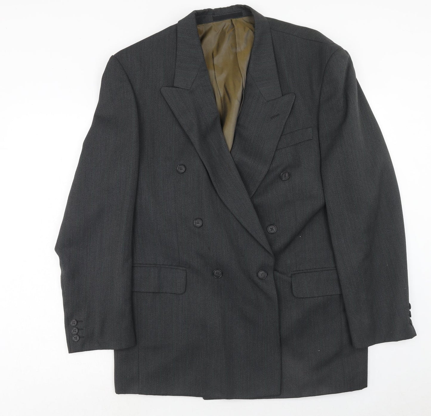 Preworn Mens Grey Polyester Jacket Suit Jacket Size 40 Regular