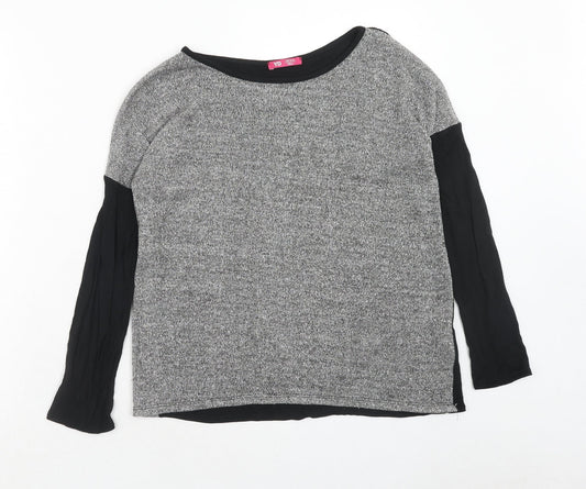 Young Dimension Girls Black Viscose Basic T-Shirt Size 12-13 Years Boat Neck Pullover