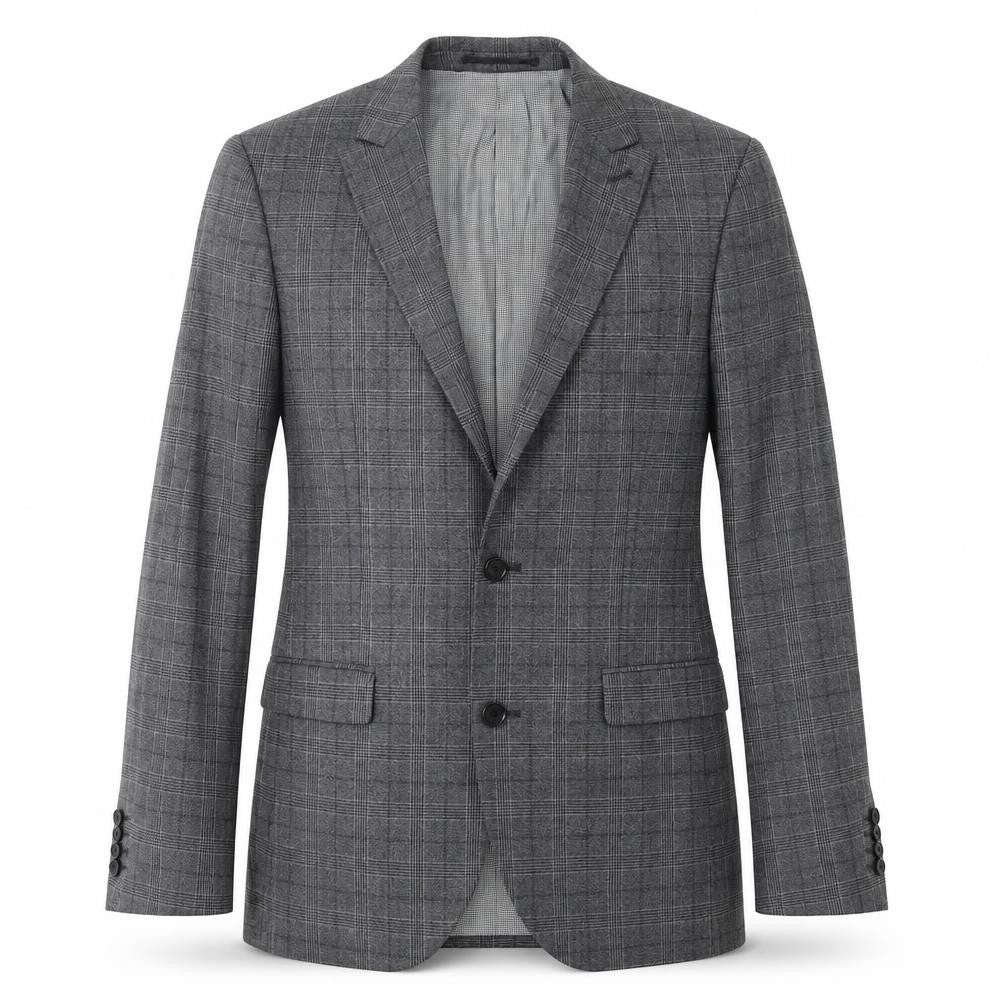 NEXT Mens Grey Plaid Polyester Jacket Suit Jacket Size 38 Regular
