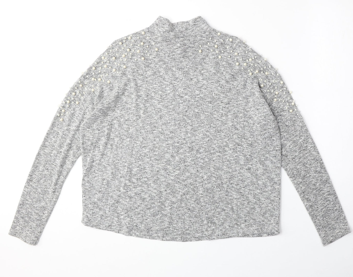 H&M Womens Grey Mock Neck Polyester Pullover Jumper Size S