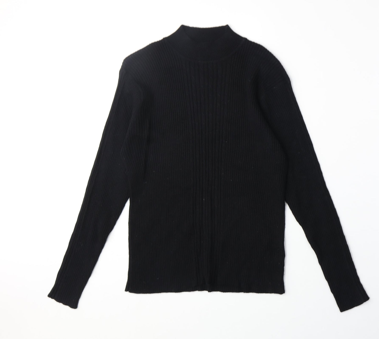 At El Womens Black High Neck Acrylic Pullover Jumper Size L