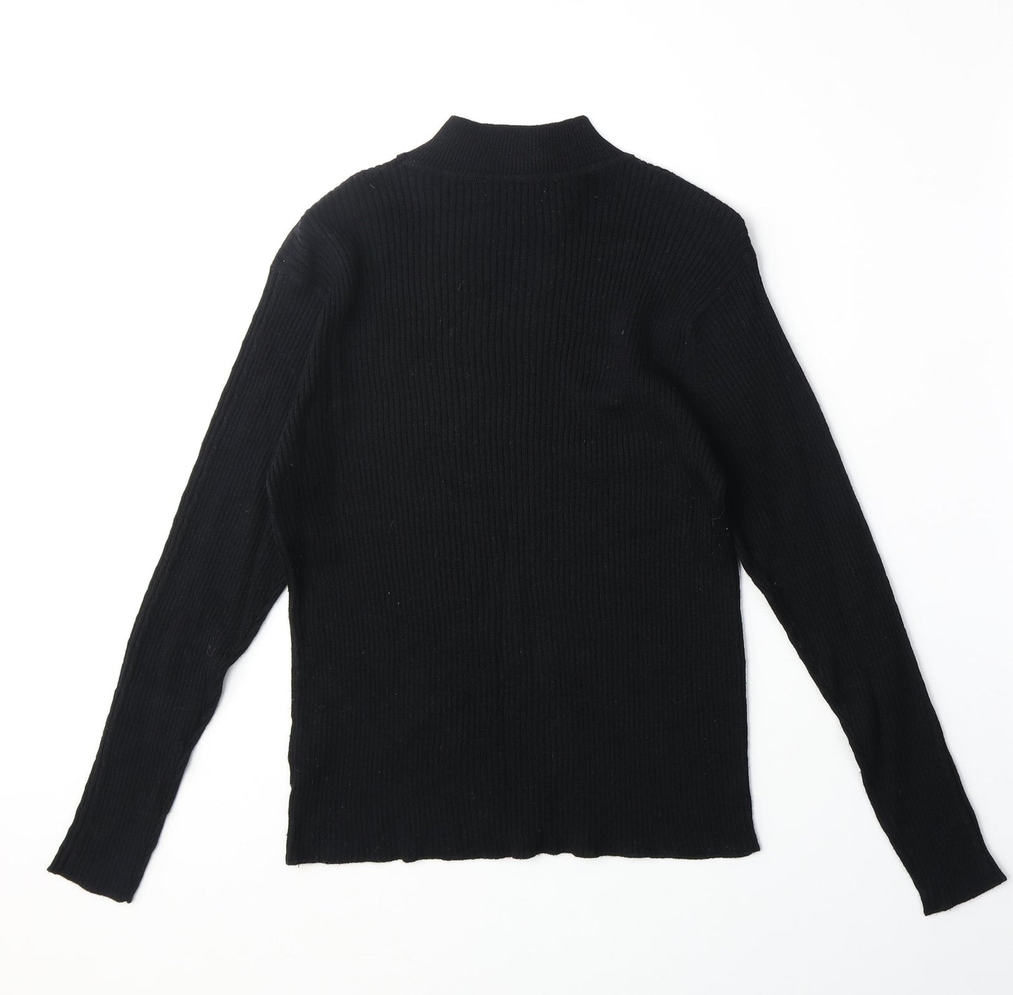 At El Womens Black High Neck Acrylic Pullover Jumper Size L