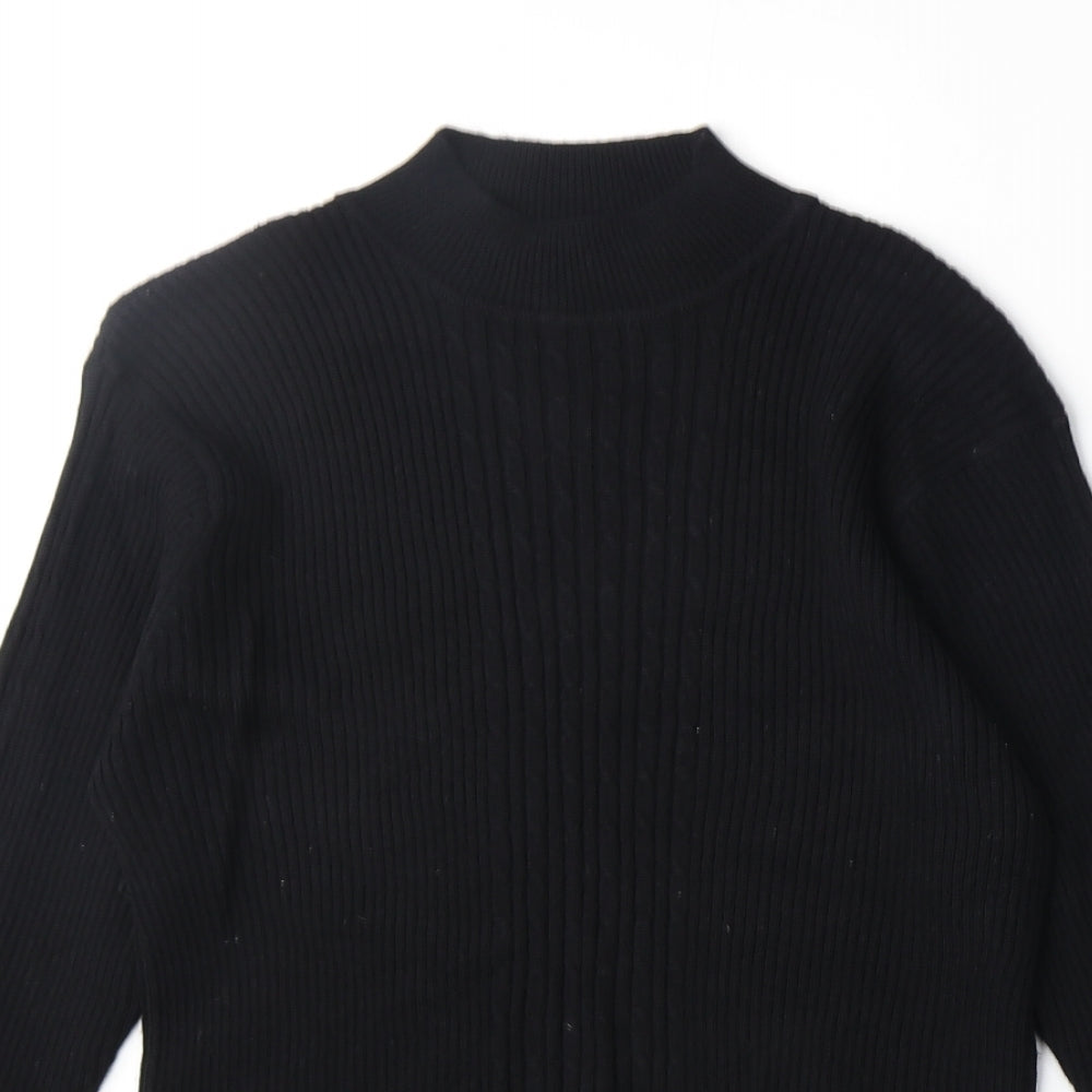 At El Womens Black High Neck Acrylic Pullover Jumper Size L