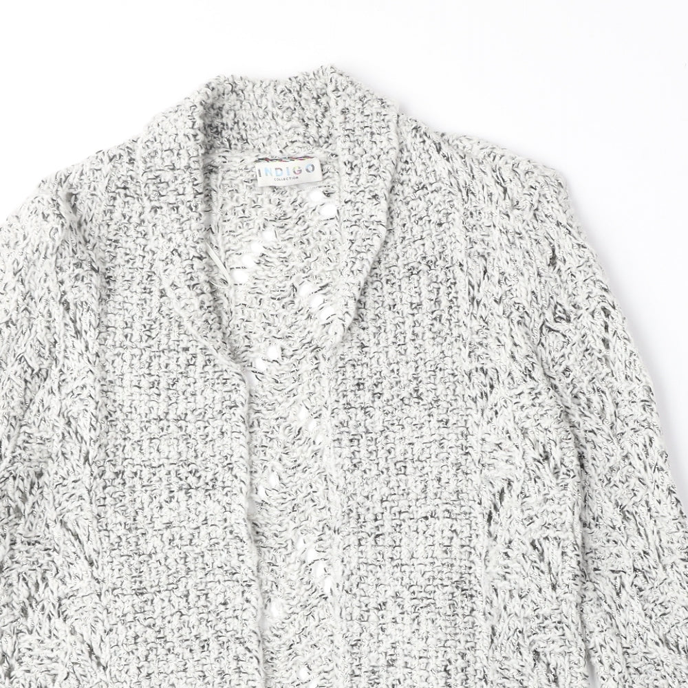 marks Womens Grey V-Neck Herringbone Acrylic Cardigan Jumper Size 10