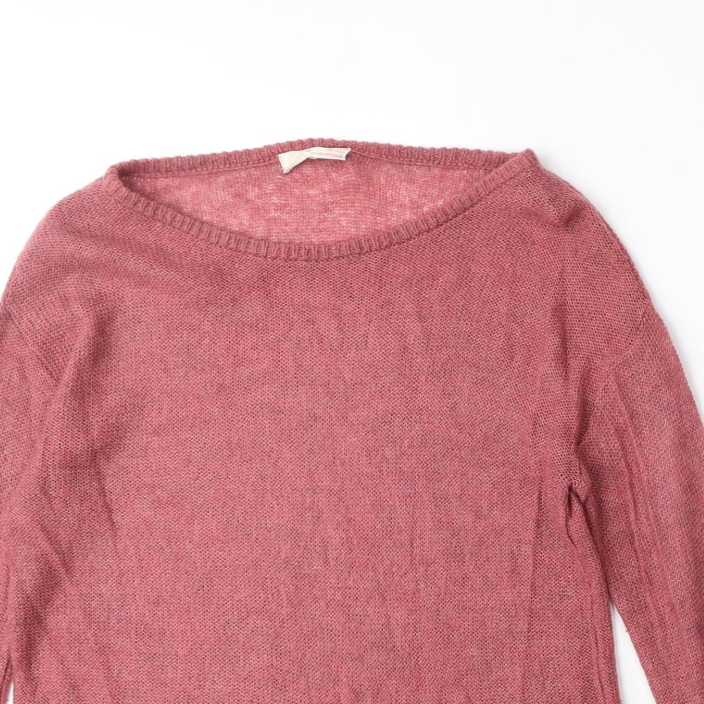Marks and Spencer Womens Pink Boat Neck Acrylic Pullover Jumper Size M