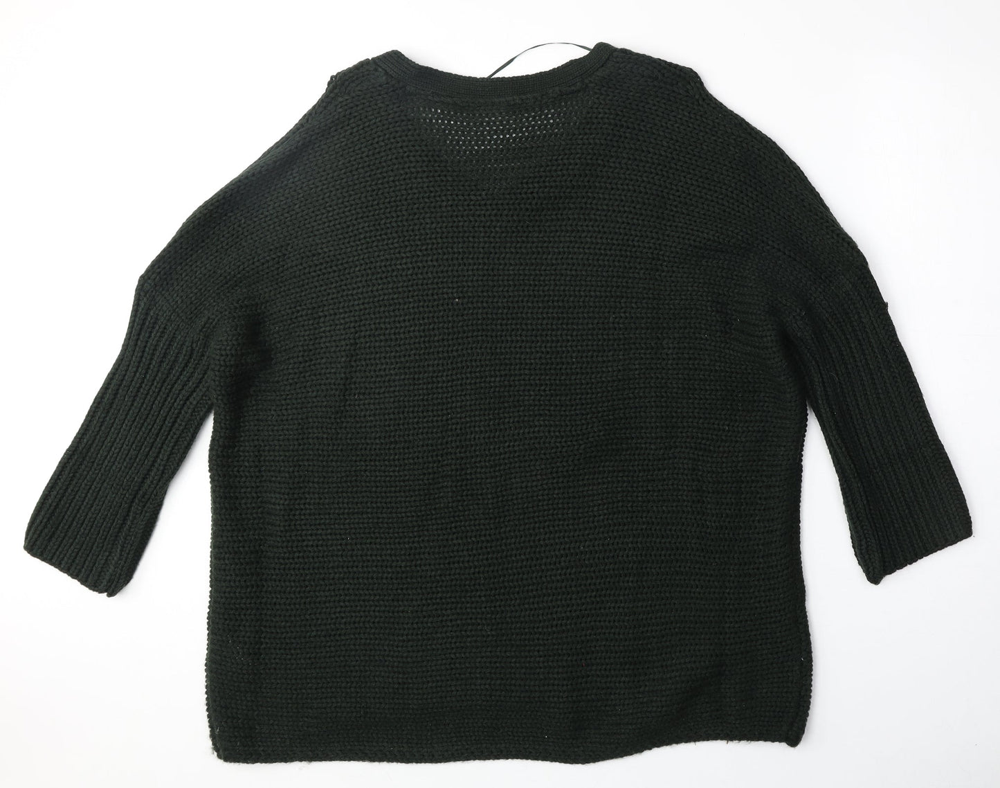 Noisy may Womens Green V-Neck Acrylic Pullover Jumper Size M