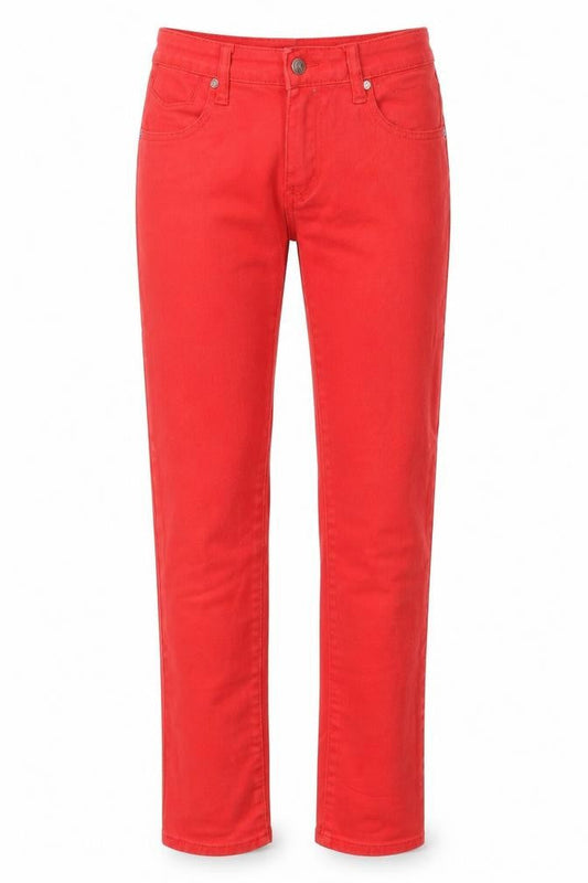 Criminal Damage Womens Red Cotton Straight Jeans Size 26 Regular Zip