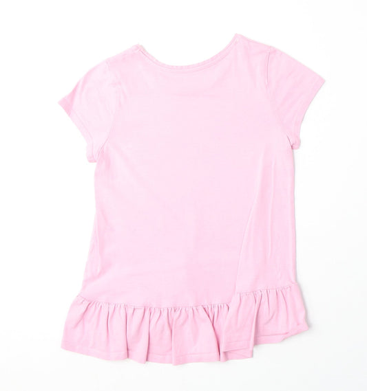 Cynthia Rowley Girls Pink Polyester Basic T-Shirt Size 7-8 Years Round Neck Pullover