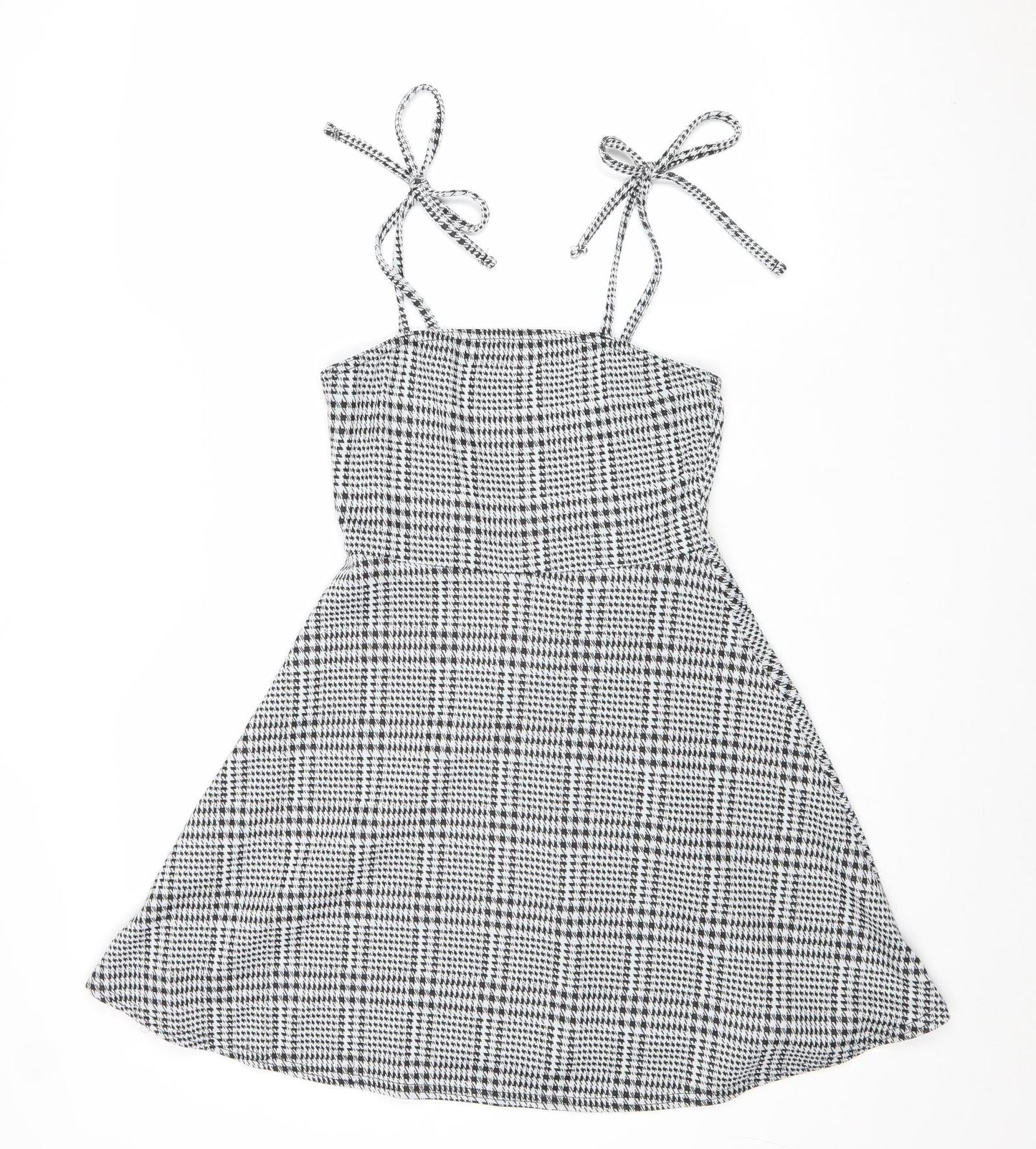 Preworn Womens Grey Plaid Polyester A-Line Size 6 Square Neck Pullover