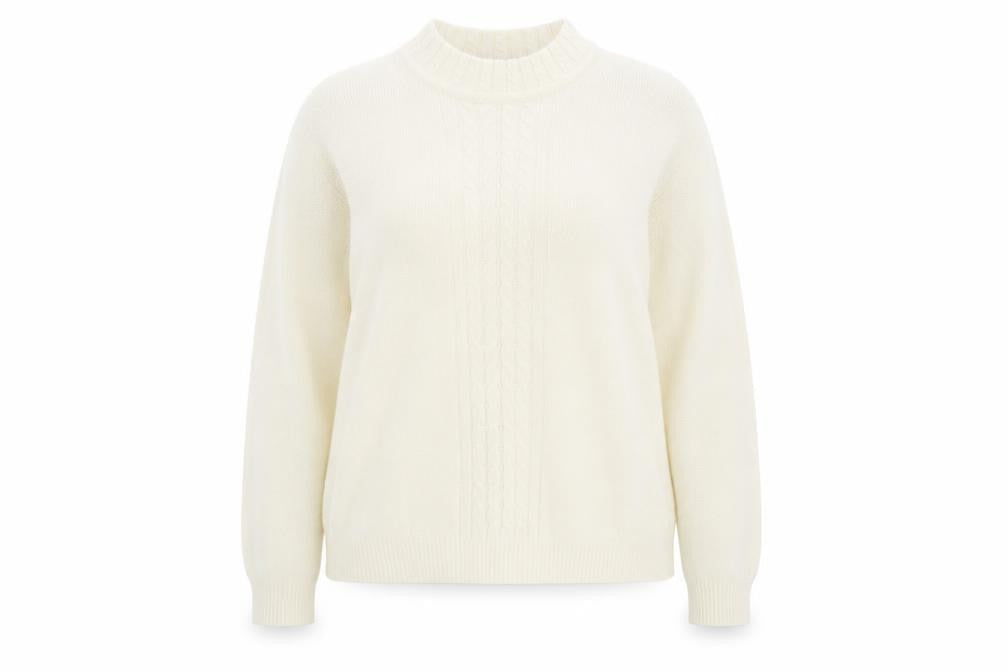 EWM Womens Ivory Round Neck Acrylic Pullover Jumper Size M