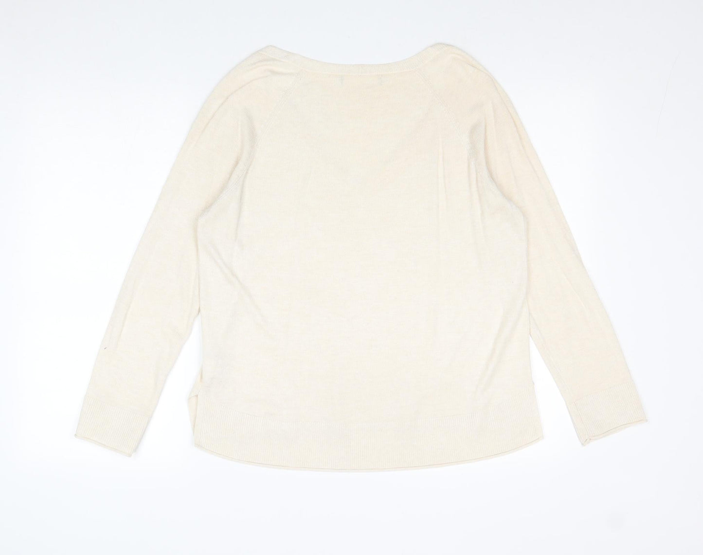 Zara Womens Beige V-Neck Polyester Pullover Jumper Size L