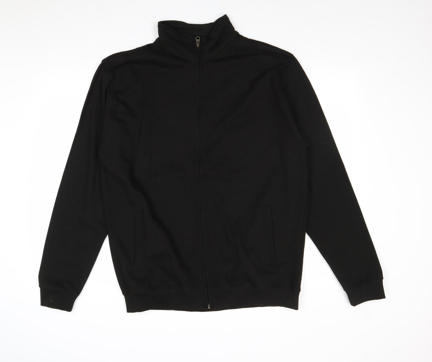 Just Hoods Mens Black Polyester Full Zip Sweatshirt Size L Zip - Pockets