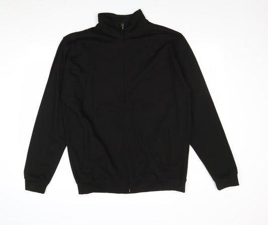 Just Hoods Mens Black Polyester Full Zip Sweatshirt Size L Zip - Pockets