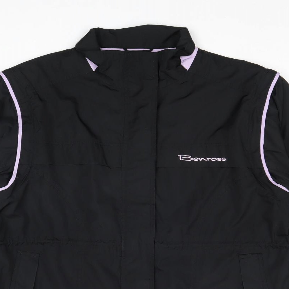 Benross Womens Black Windbreaker Jacket Size 12 Zip