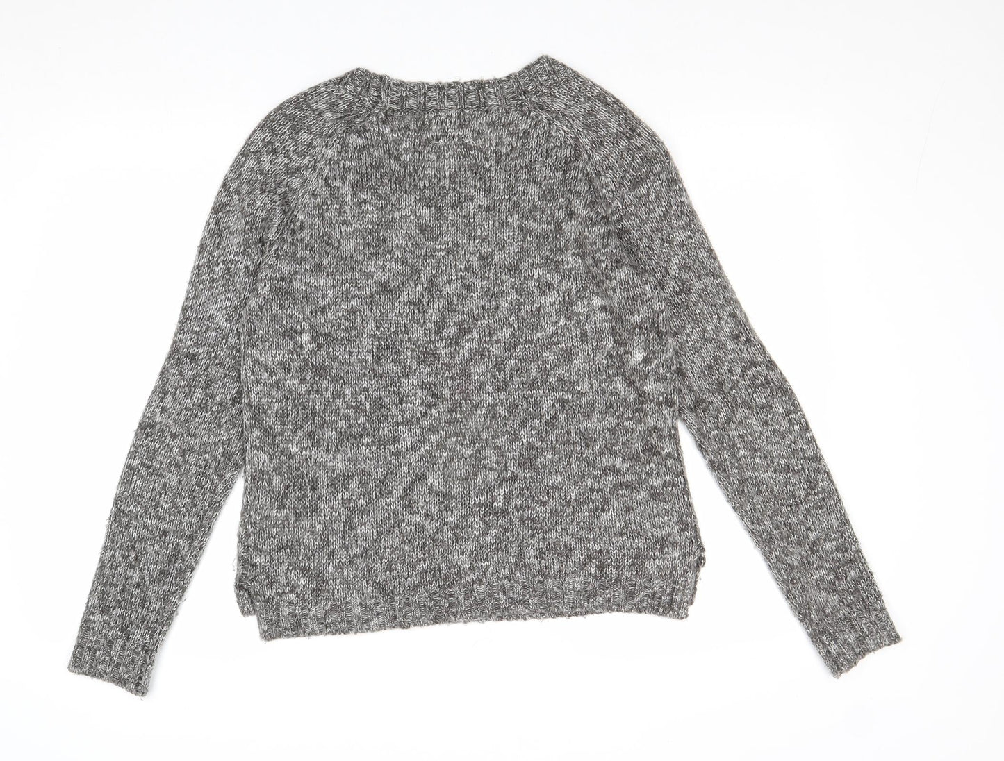 New Look Womens Grey Scoop Neck Acrylic Pullover Jumper Size 8 - Penguin
