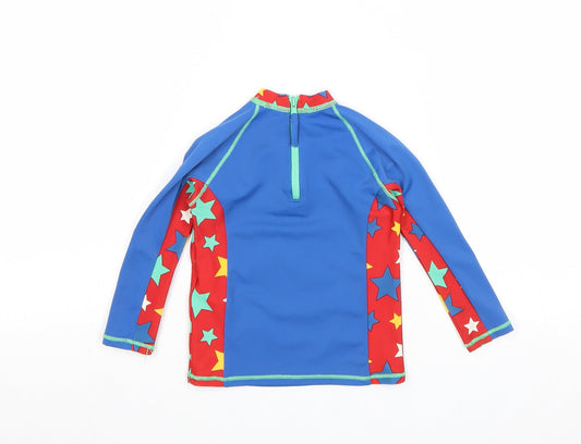 Marks and Spencer Boys Blue Geometric Polyamide Basic Blouse Size 12-18 Months Round Neck Zip - Dinosaur and Stars, Swim top