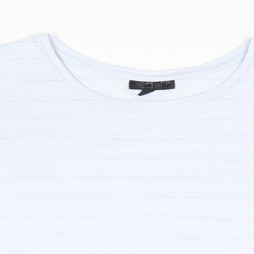 Topshop Womens Blue Polyester Basic T-Shirt Size 10 Round Neck