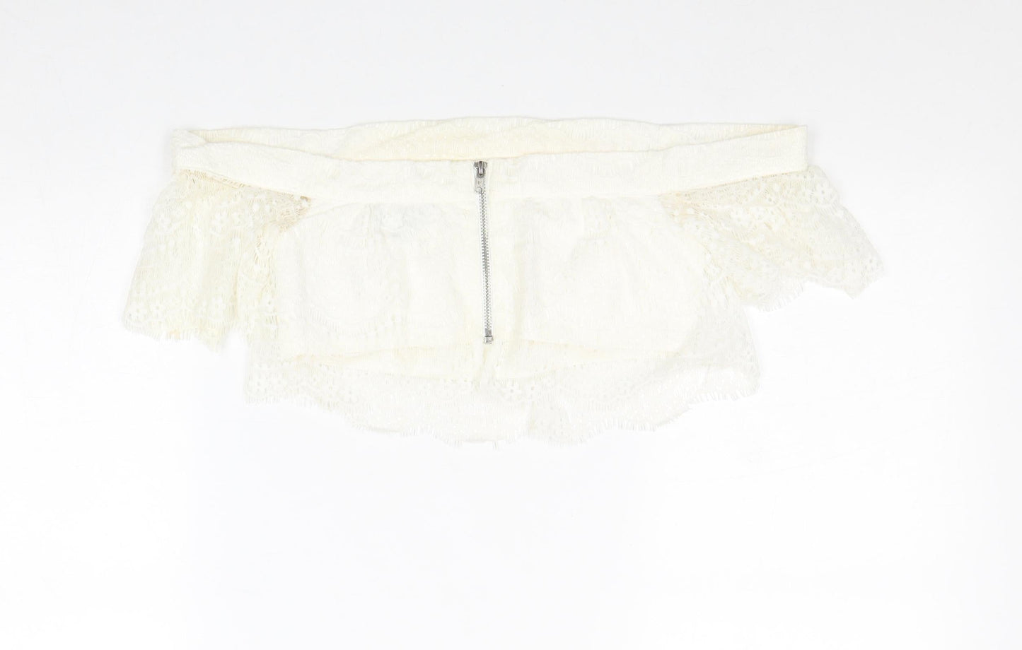 Topshop Womens Ivory Nylon Cropped Tank Size 6 Off the Shoulder