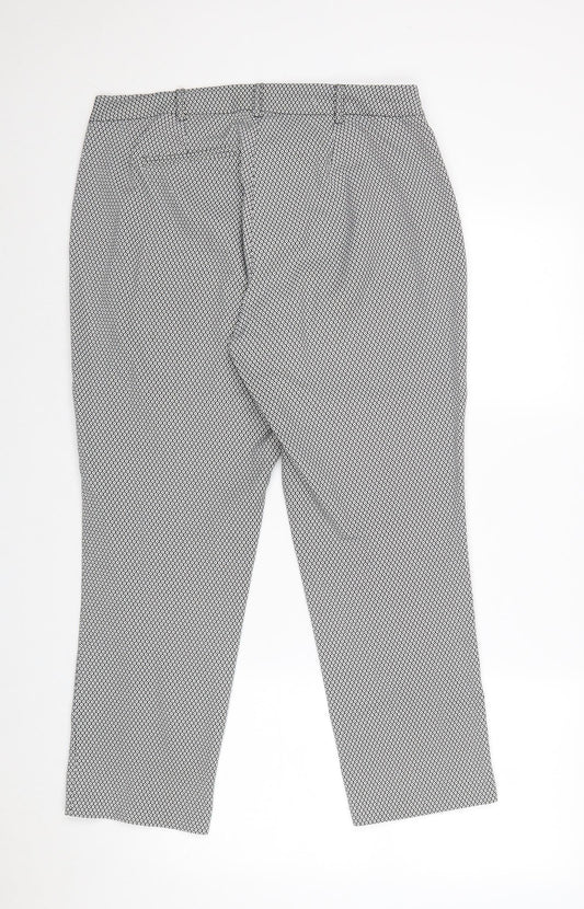 Miss Selfridge Womens Black Geometric Polyester Chino Trousers Size 12 Regular Zip