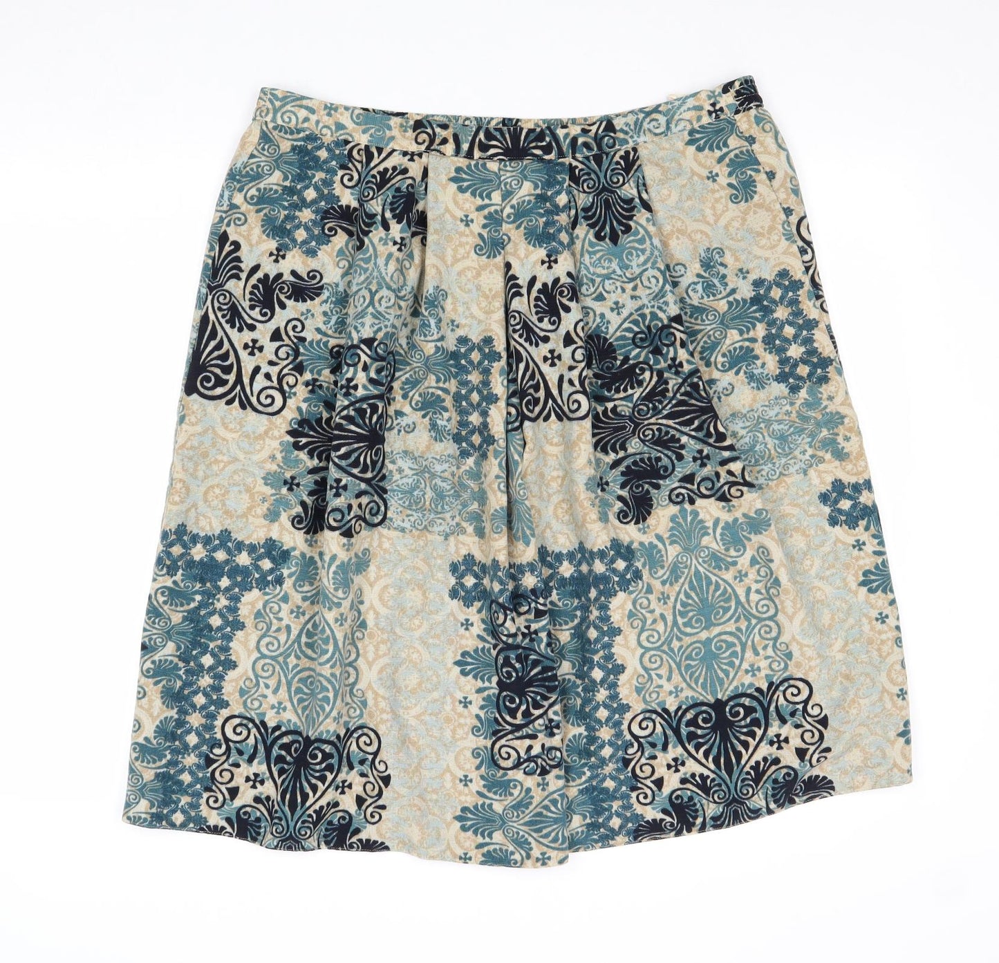 EWM Womens Blue Geometric Polyester Swing Skirt Size 36 in