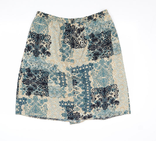 EWM Womens Blue Geometric Polyester Swing Skirt Size 36 in