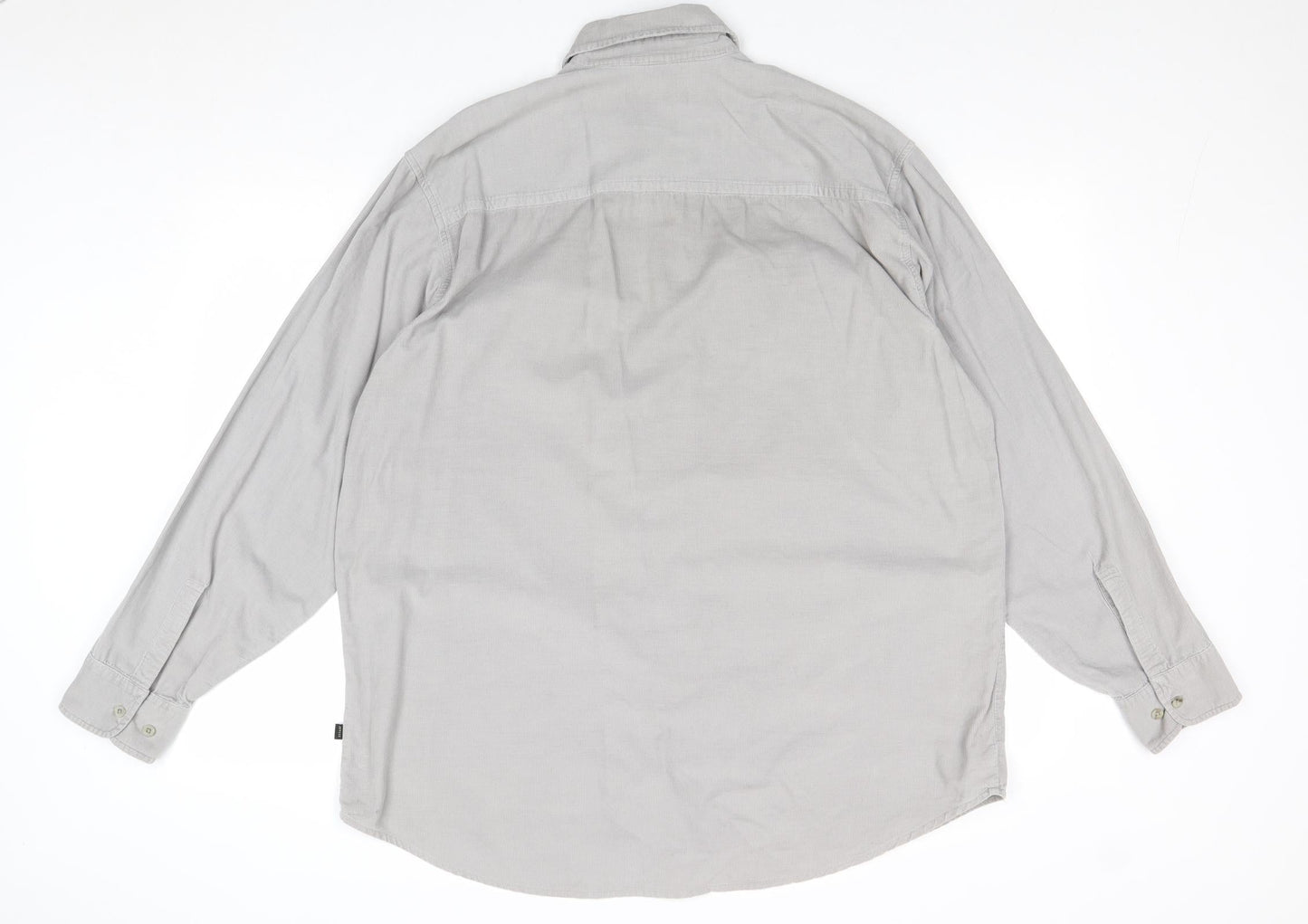 Jeff & Co Mens Grey Cotton Button-Up Size L Collared Button